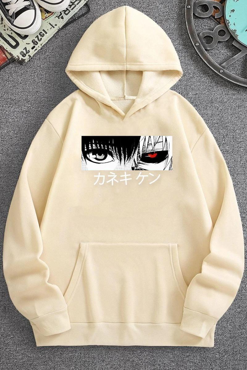 Unisex Ken Kaneki Baskılı Kapüşonlu Sweatshirt