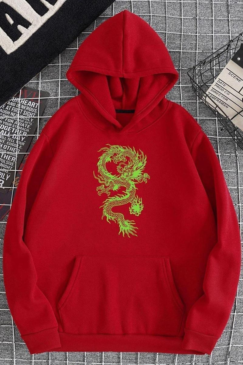 Unisex Chinese Dragon Graphic Baskılı Sweatshirt