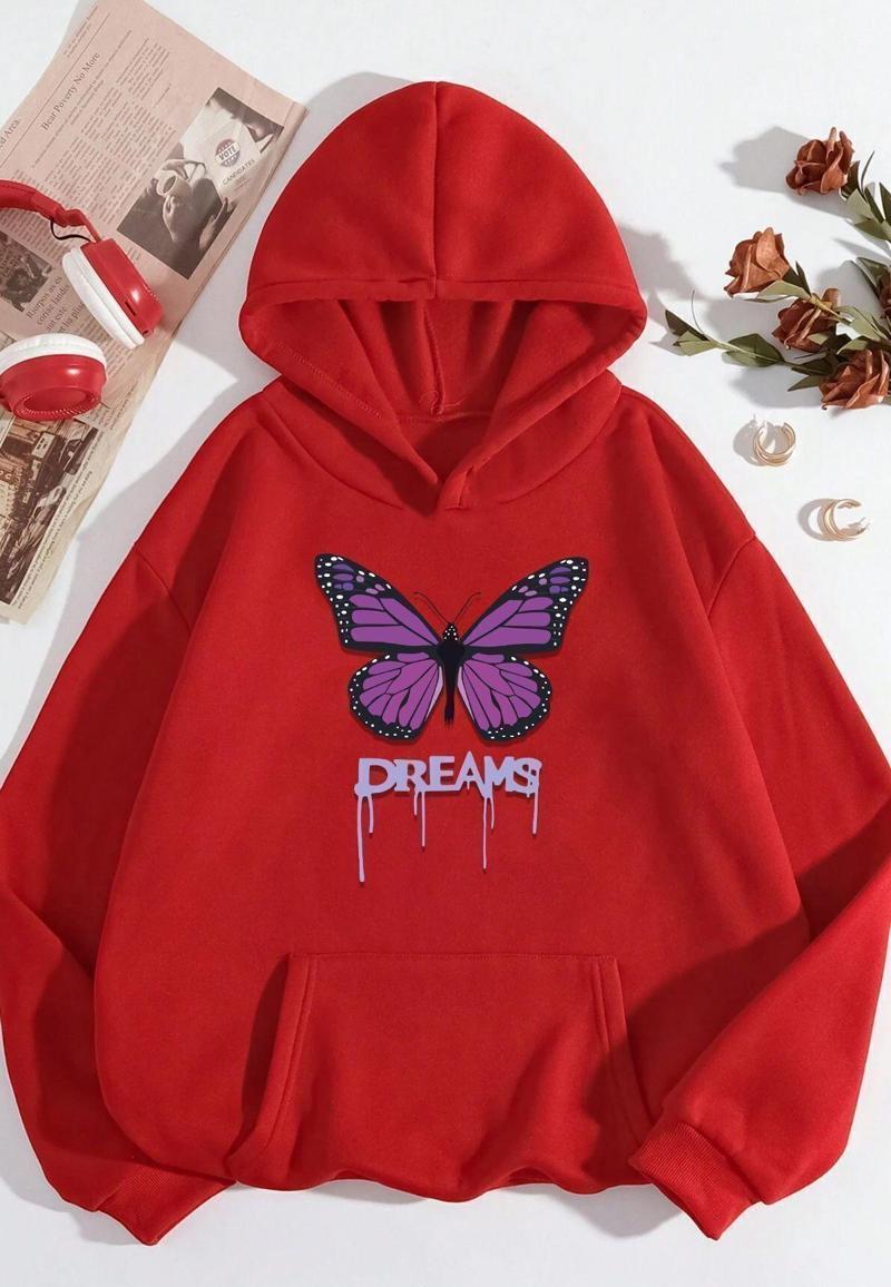 Unisex Oversize Dream Butterfly Baskılı Sweatshirt