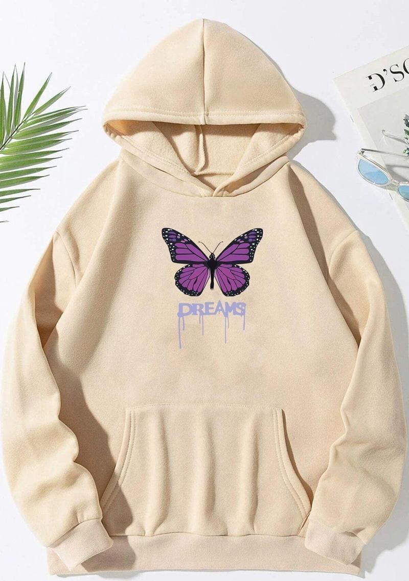 Unisex Oversize Dream Butterfly Baskılı Sweatshirt