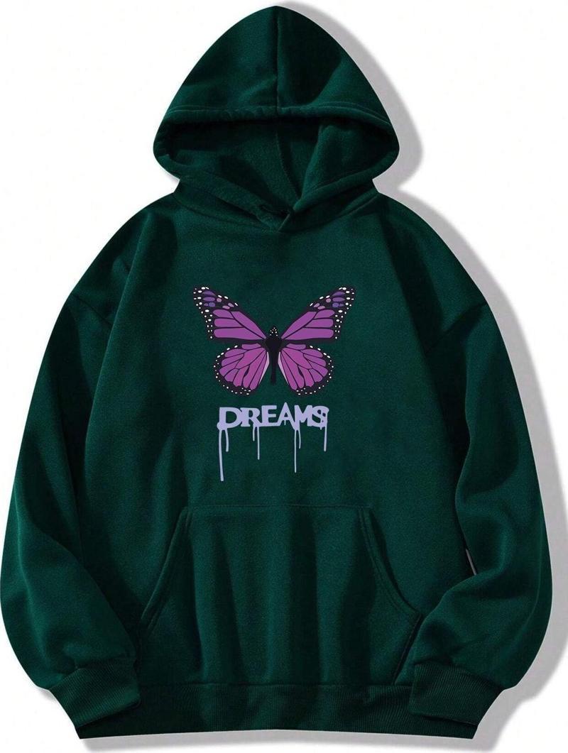 Unisex Oversize Dream Butterfly Baskılı Sweatshirt