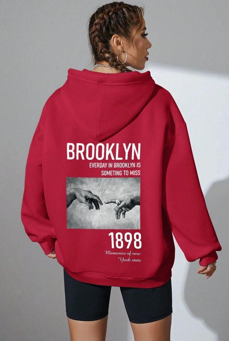 Unisex Oversize 1898 Brooklyn Baskılı Sweatshirt