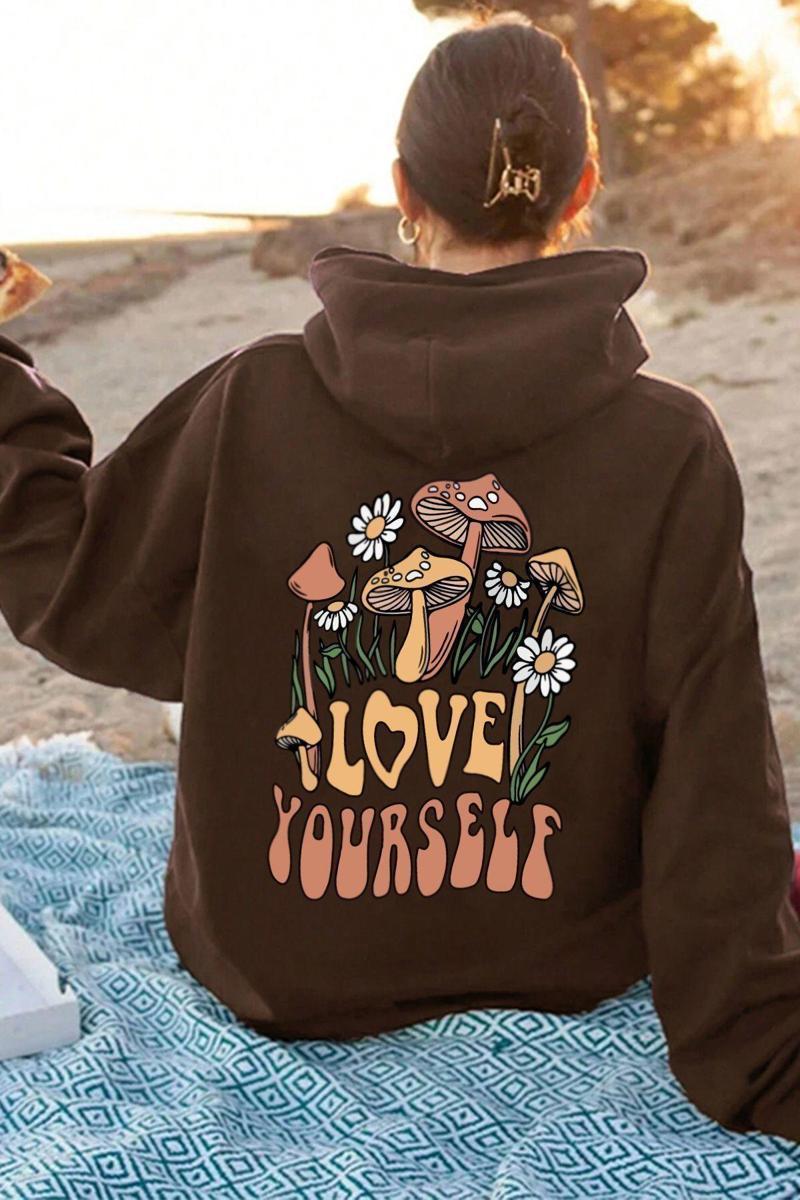 Unisex Oversize Love Yourself Baskılı Sweatshirt