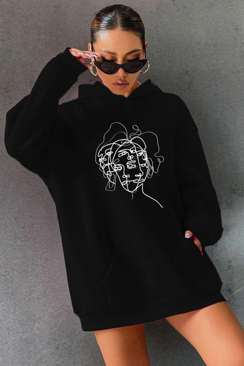 Unisex Woman One Line Baskılı Sweatshirt