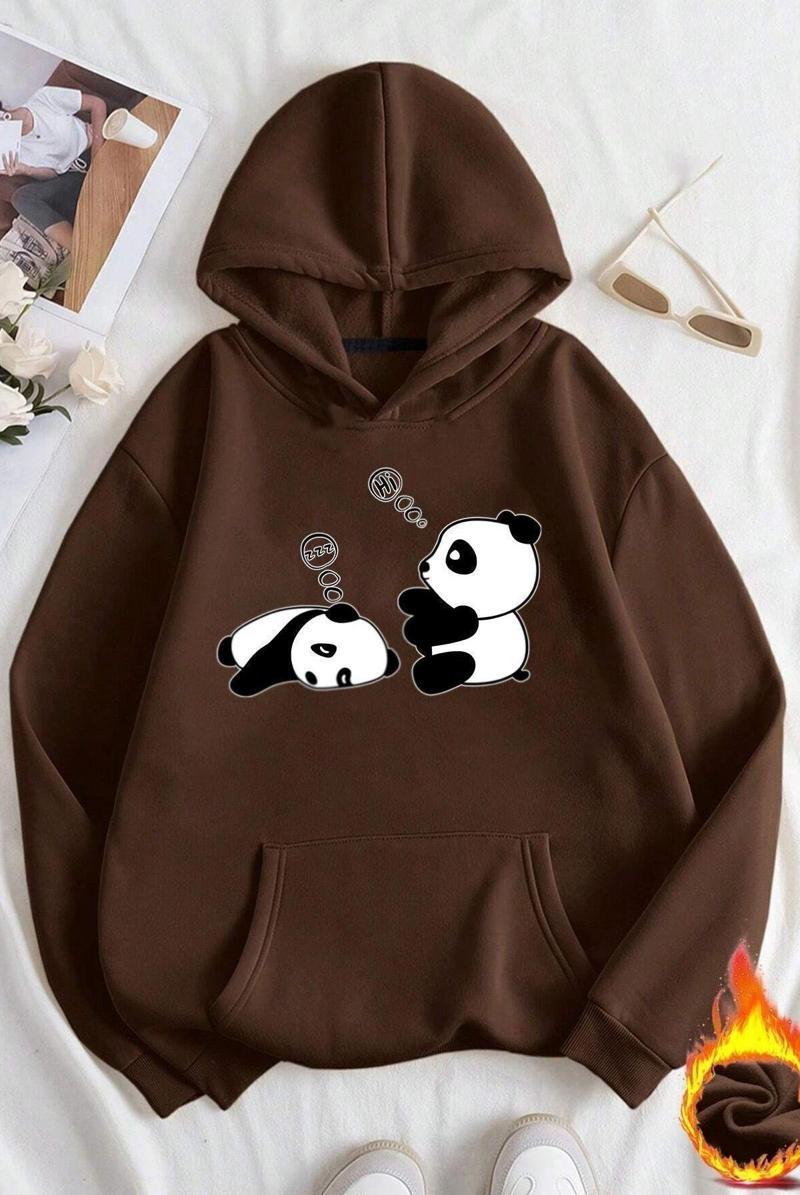 Unisex Panda Baskılı Oversize Sweatshirt