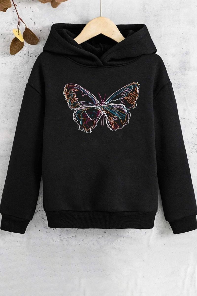 Çocuk Butterfly Baskılı Sweatshirt