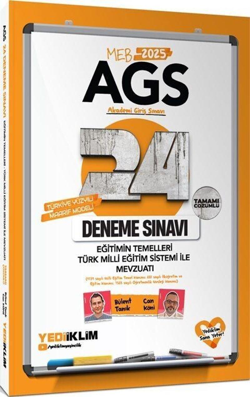 2025 MEB AGS Eğitimin Temelleri Türk Milli Eğitim Sistemi İle Mevzuat Tamamı Çözümlü 24 Deneme Yediiklim