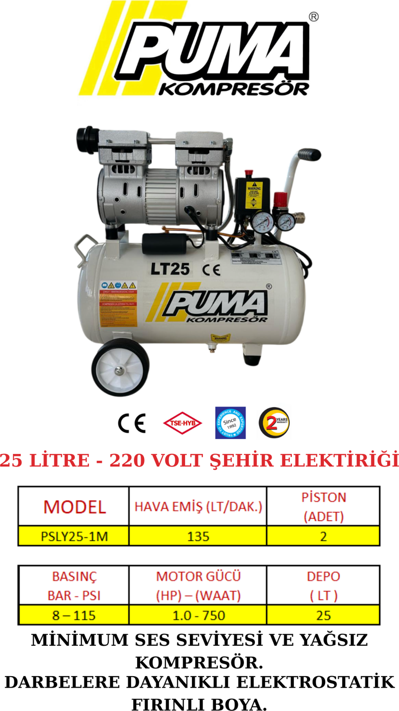 25 Lt Kompresör (YAĞSIZ)