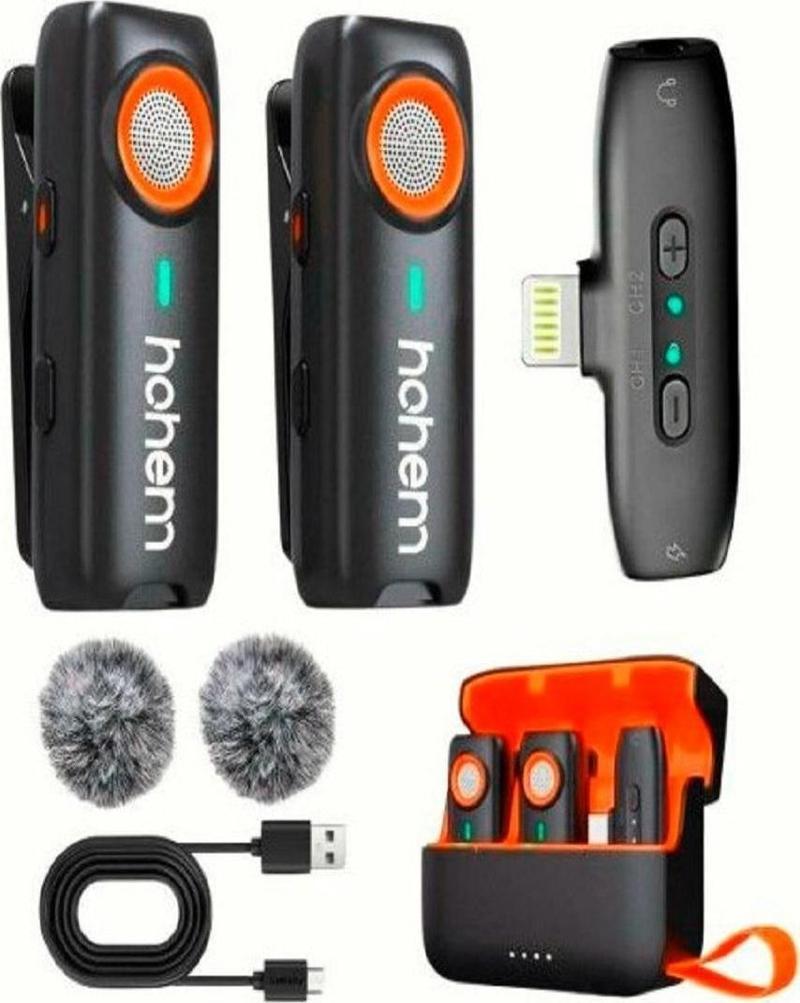 MIC-01 Wireless 2 Kişilik Yaka Mikrofonu (Lightning)