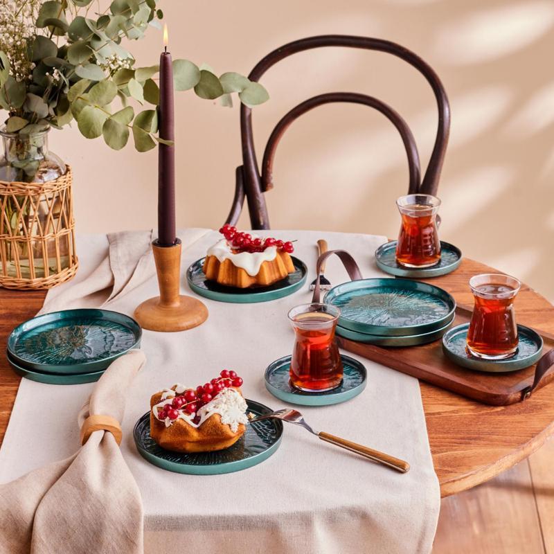 Teo Yeşil 18 Parça Pasta Ve Çay İkram Seti 132 Ml