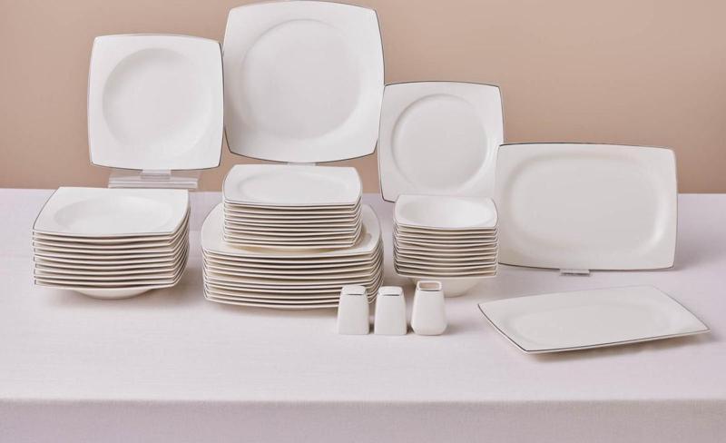 Square Bone Jamie 53 Parça 12 Kişilik Yemek Takımı Platin