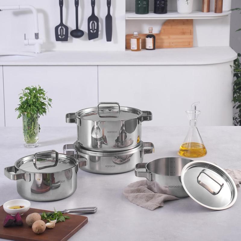 Powersteel 316+ 3Ply Onyx İndüksiyon Tabanlı 8 Parça Tencere Seti