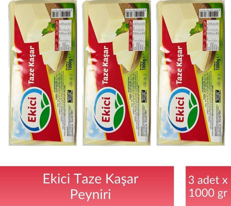 Taze Kaşar Peyniri 1000 gr x 3 Adet