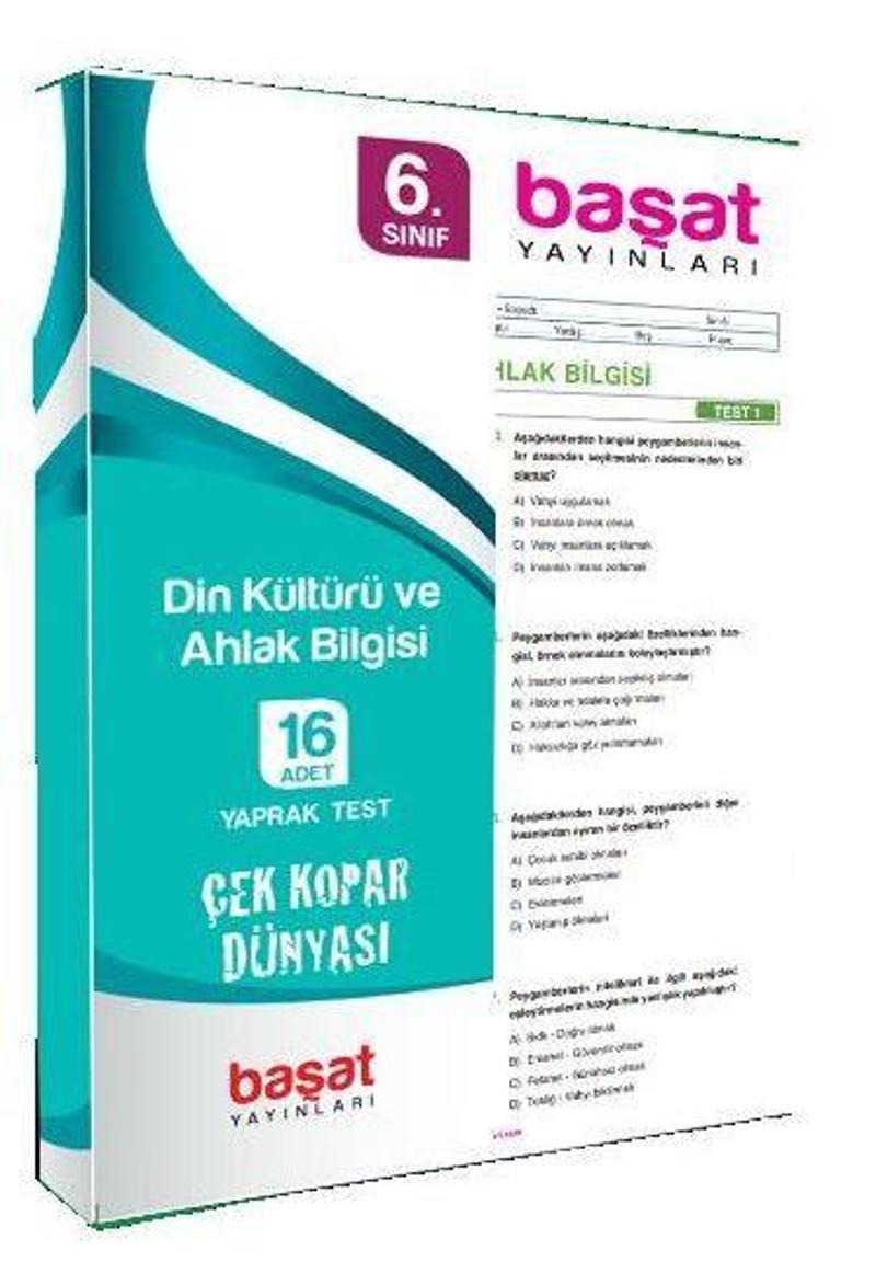 6. Sınıf Din Kültürü ve Ahlak Bilgisi 16 Yaprak Test