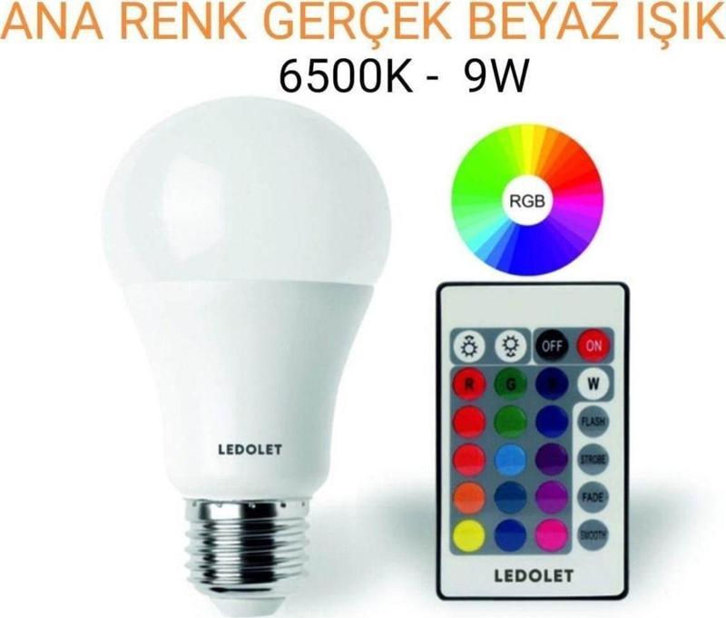 LEDOLET 9w Rgb Led Ampul Renk Değiştiren Kumandalı