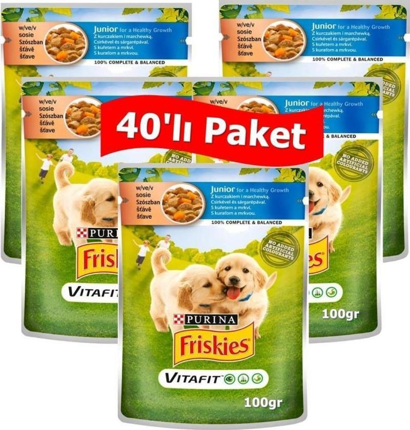 Junior Tavuklu ve Havuçlu Yavru Yaş Köpek Maması 100 gr*40 Adet