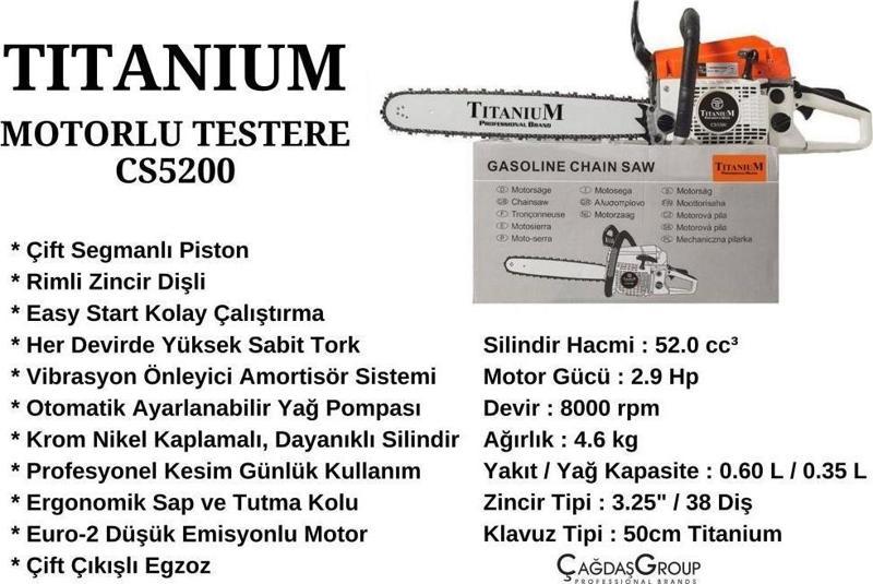 CS5200 Motorlu Testere - Ağaç Motoru - Hızar 2.8 HP