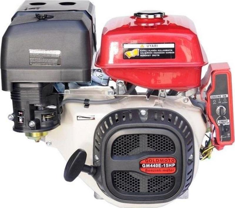 GM440E Benzinli Motor 15 Hp Marşlı Krank Mili Kamalı