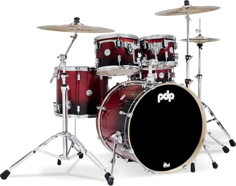 Concept Maple 5 Parça 22" Akustik Davul (Red To Black Sparkle Fade)