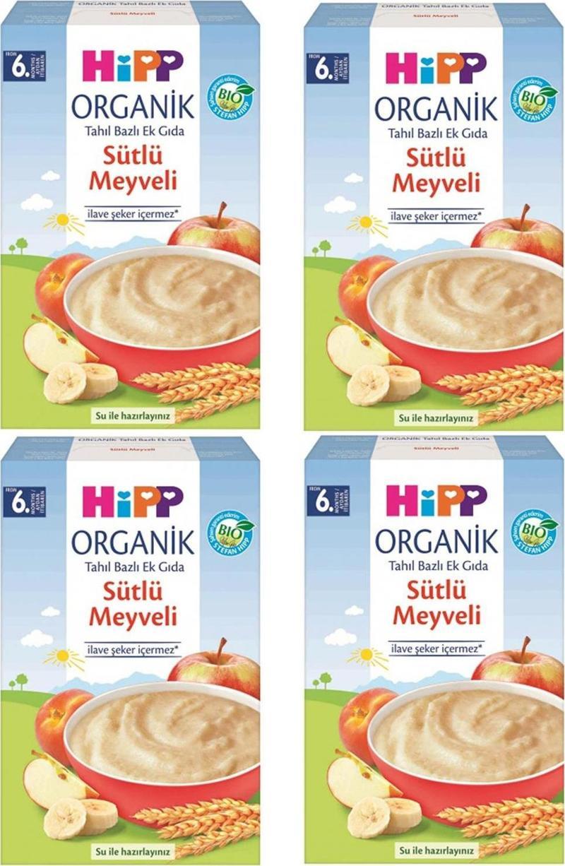 Organik Sütlü Meyveli 6+ Ay Kaşık Maması 250 gr 4 ADET