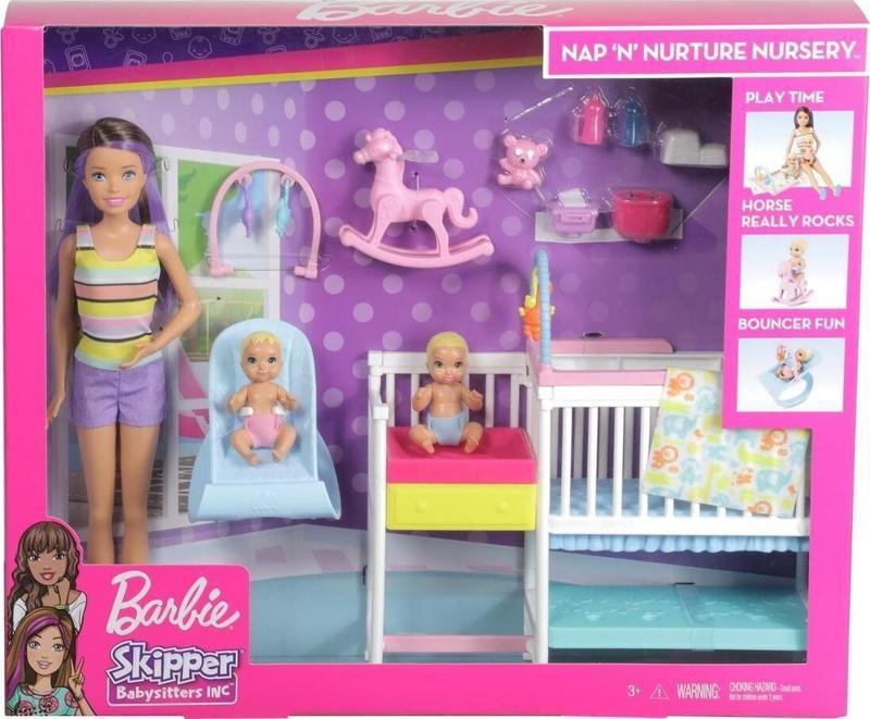 Oyuncak Barbie Bebek Bakıcısı Skipper Uyku Eğitiminde Seti gfl38