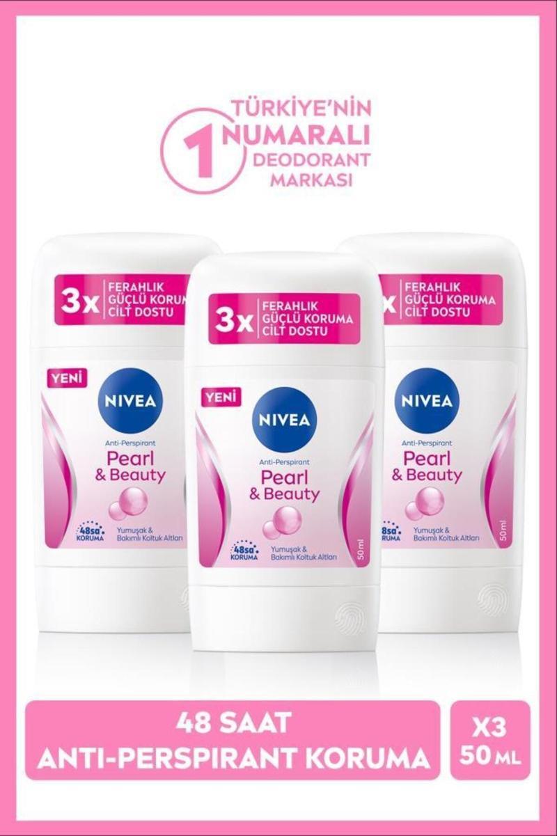 Kadın Stick Deodorant Pearl&Beauty 50Ml, 48 Saat Koruma, X3 Adet