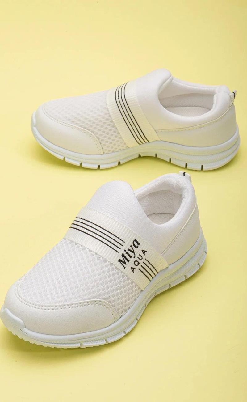 Çocuk Sneaker Fileli Rahat Taban Unisex Bebek Çocuk Spor Ayakkabı 1004-101-0002 Beyaz-27