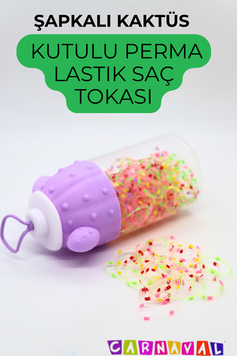 Şapkalı Kaktüs Figürlü Perma Saç Lastiği