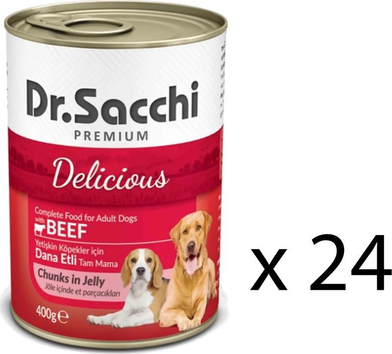 Dr. Sacchi Delicious Sığır Etli Köpek Konservesi 400 gr (24 Adet)