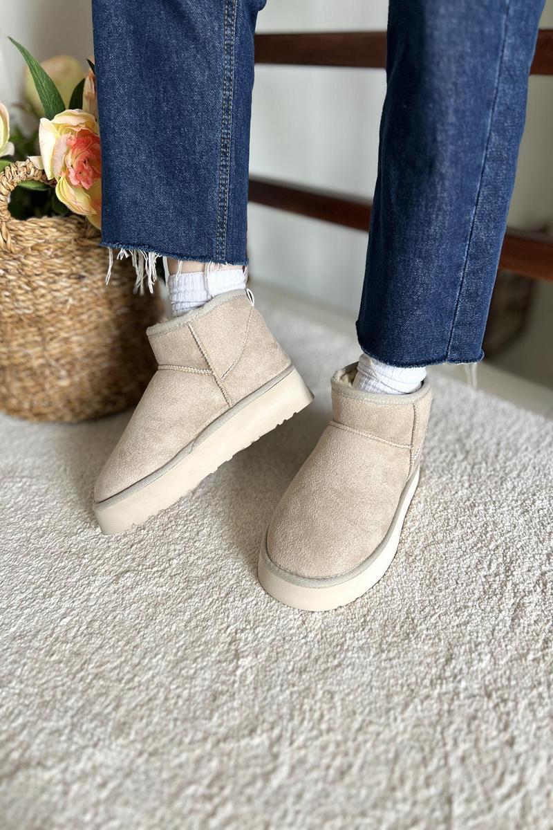 Kadın Süet Yarım Bot İçi Kürklü Bot & Bootie TS1146