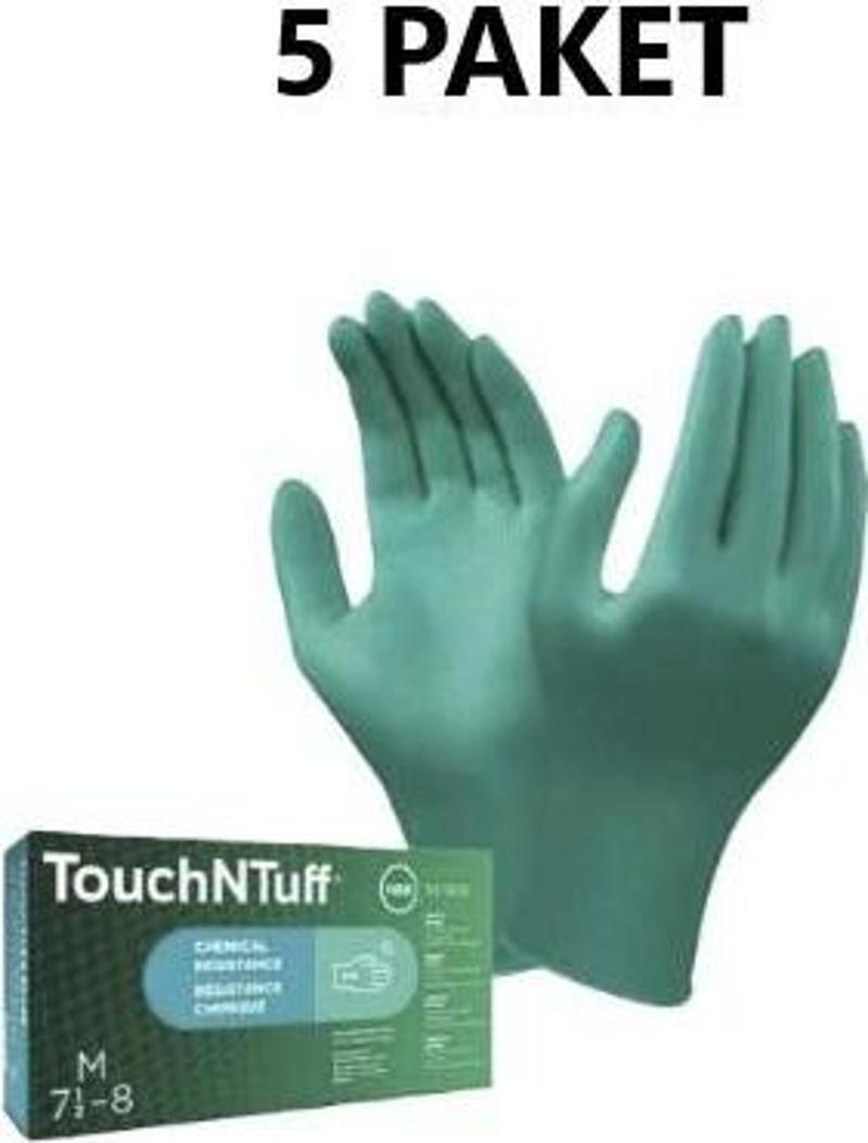 5 Paket Gıda Uyumlu Yeşil Nitril Pudrasız Kullan At Muayene Eldiveni ANSELL 92-600 - 100 adet - Antistatik 8.5-9 Numara