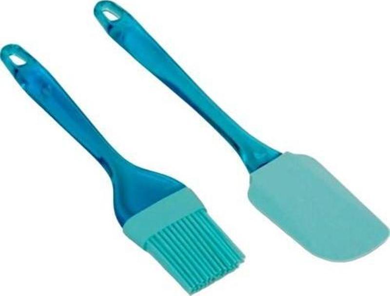 SİLİKON FIRÇA VE SPATULA 2 Lİ SET-MAVİ
