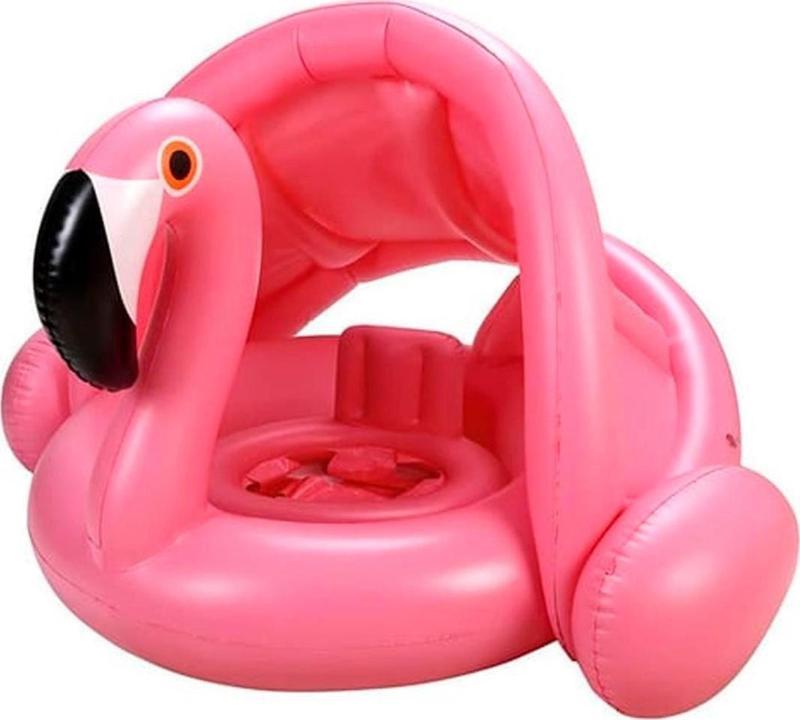 FLAMINGO BABY FLOAT  BEBEK YÜZME SİMİDİ GÜNEŞLİKLİ KAPANIR AÇILIR FLAMİNGO PEMBE