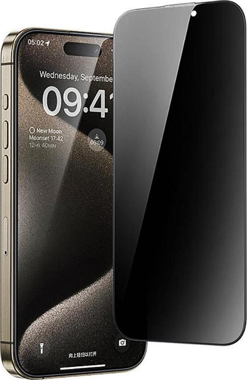 iPhone 16 Plus Premium 5D Privacy Hayalet Cam Ekran Koruyucu