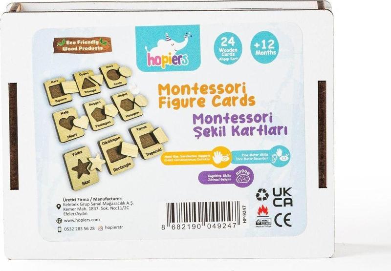 Montessori 24 Parça Eğitici Ahşap Şekil Kartları - +12 Ay - Eğitici - Öğretici Ve Güvenli Oyuncak