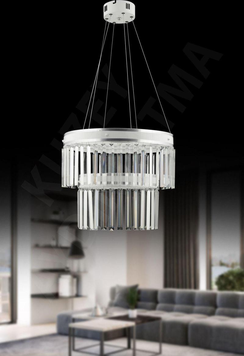 Nehir Yuvarlak İki Katlı Ledli Salon Avizesi