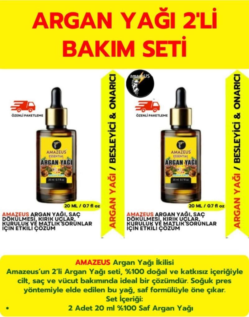 Argan Yağı 2'Li (%100 Saf Ve Doğal-Soğuk Pres) Besleyici Etki 2X20 Ml / 1.4 Fl Oz