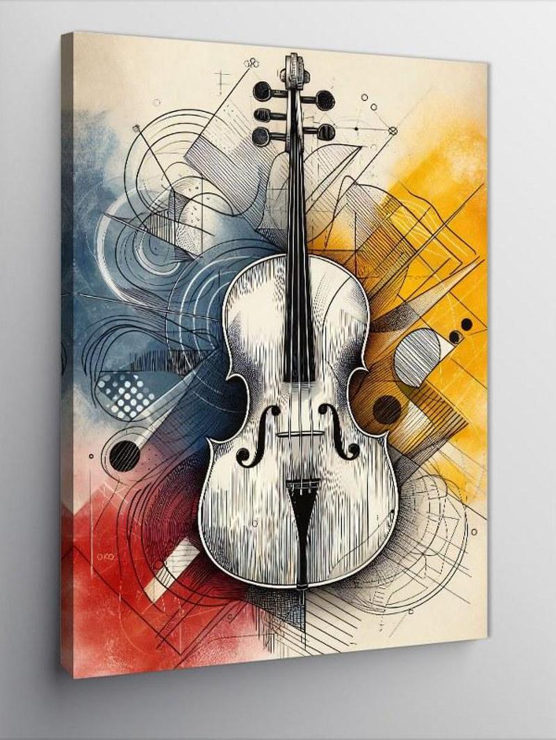 Kanvas Tablo Minimalist Keman Çizimi