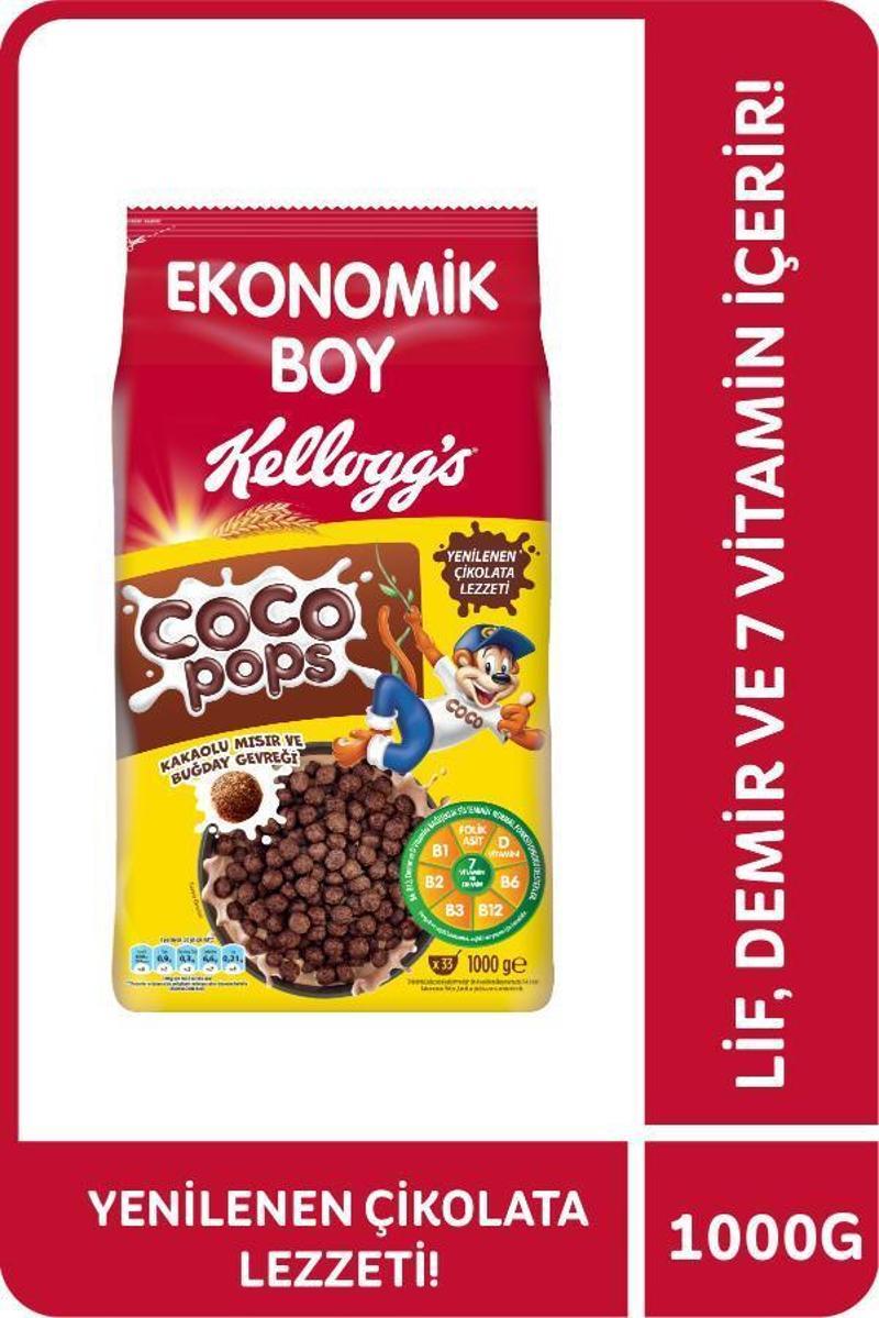 Coco Pops Çikolatalı Buğday ve Mısır Gevreği 1000 Gr, Lif,Demir ve 6 Vitamin içerir