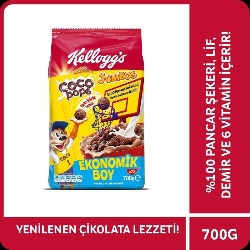 Coco Pops Jumbos Çikolatalı Buğday ve Mısır Gevreği 700 Gr, Lif Kaynağı,Kahvaltılık Gevrek