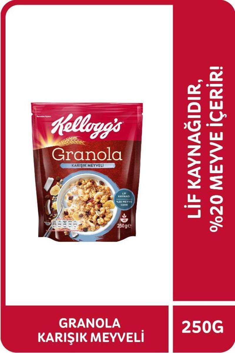 Karışık Meyveli Granola 250 Gr,%45 Yulaf içerir,Lif Kaynağı,%20 Kurutulmuş Meyve