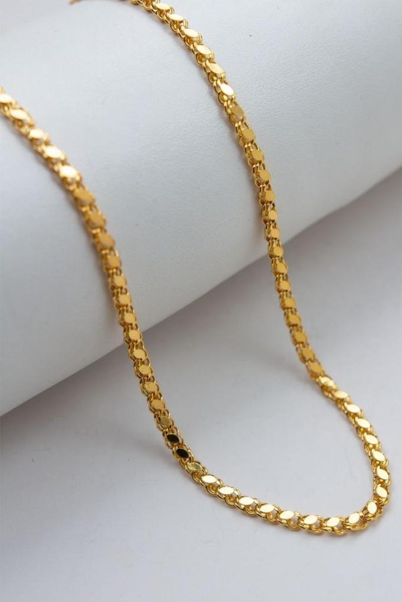 14 Ayar Altın 3 MM Pullu Zincir 55 CM Altın Zincir LKZNC1101