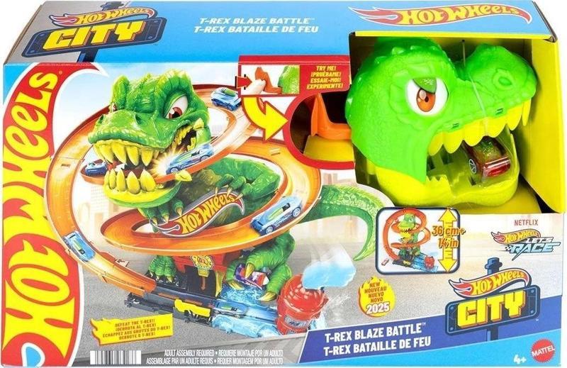 JBM73 Hot Wheels T-Rex ve İtfaiye İstasyonu Oyun Seti