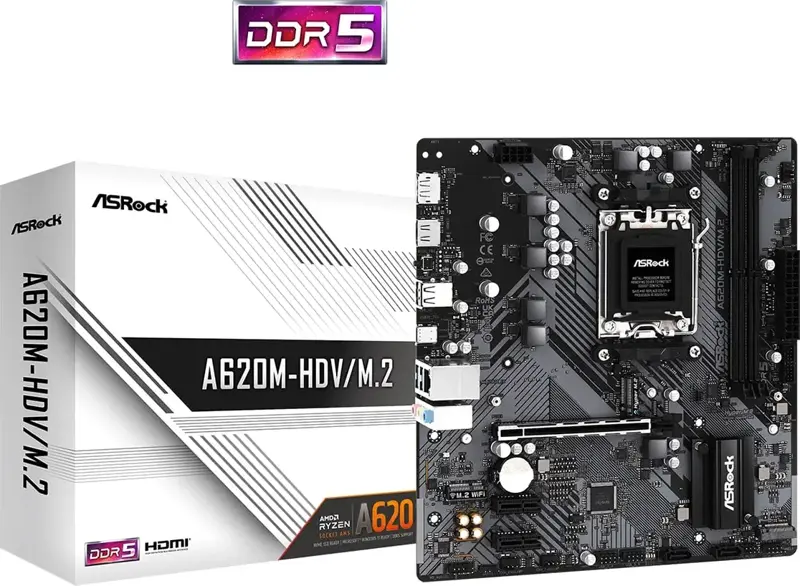 A620M-HDV/M.2+ DDR5 6400+ MHz (OC) AM5 mATX Anakart