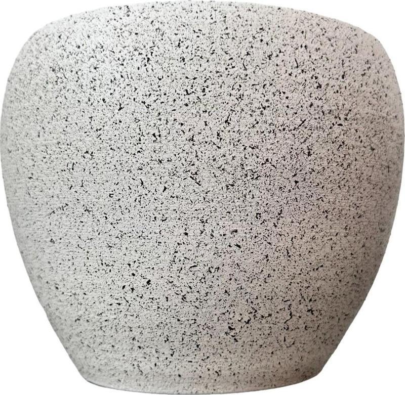 Beyaz Granit Toprak Saksı Saksılık Salon Çiçeklik - 15 CM