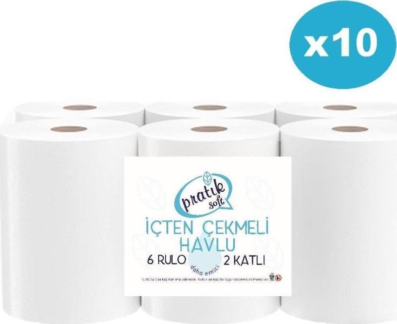 Pratiksoft 10 Koli İçten Çekmeli Kağıt Havlu 60 Rulo