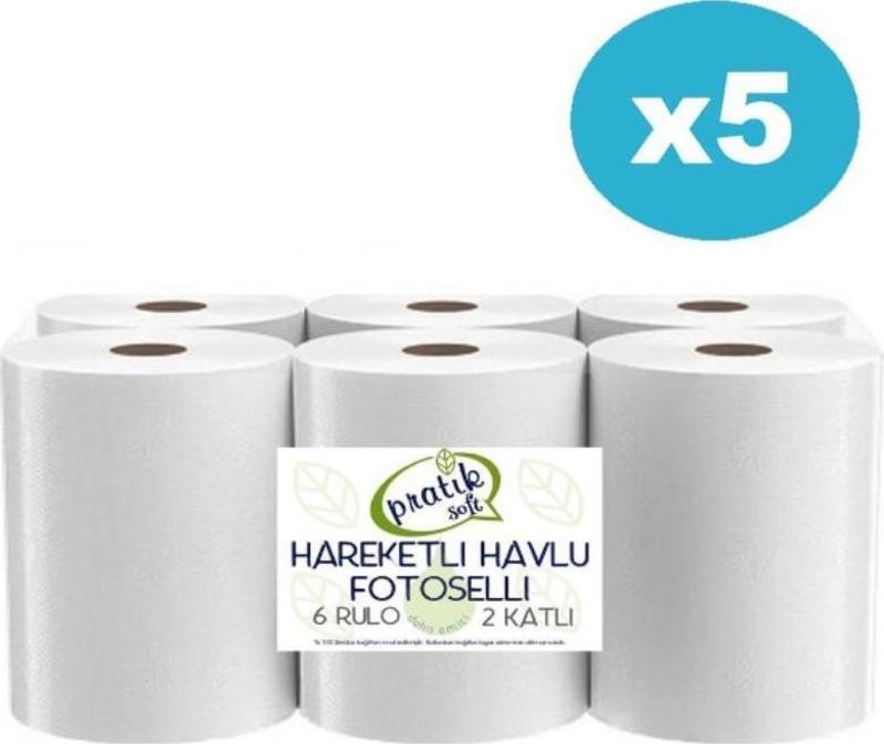 Pratiksoft 5 Koli 21 cm Fotoselli Hareketli Kağıt Havlu 30 Rulo