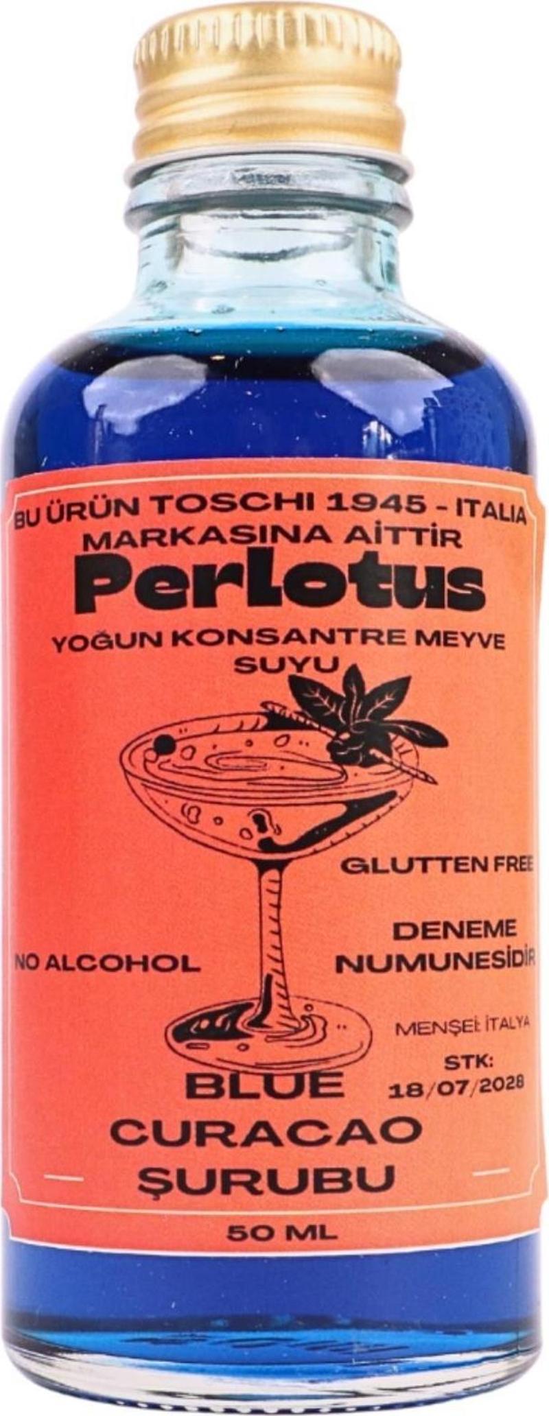 Yoğun Konsantre Blue Curacao Kokteyl Şurubu 50 ml Glutensiz Cam Şişede
