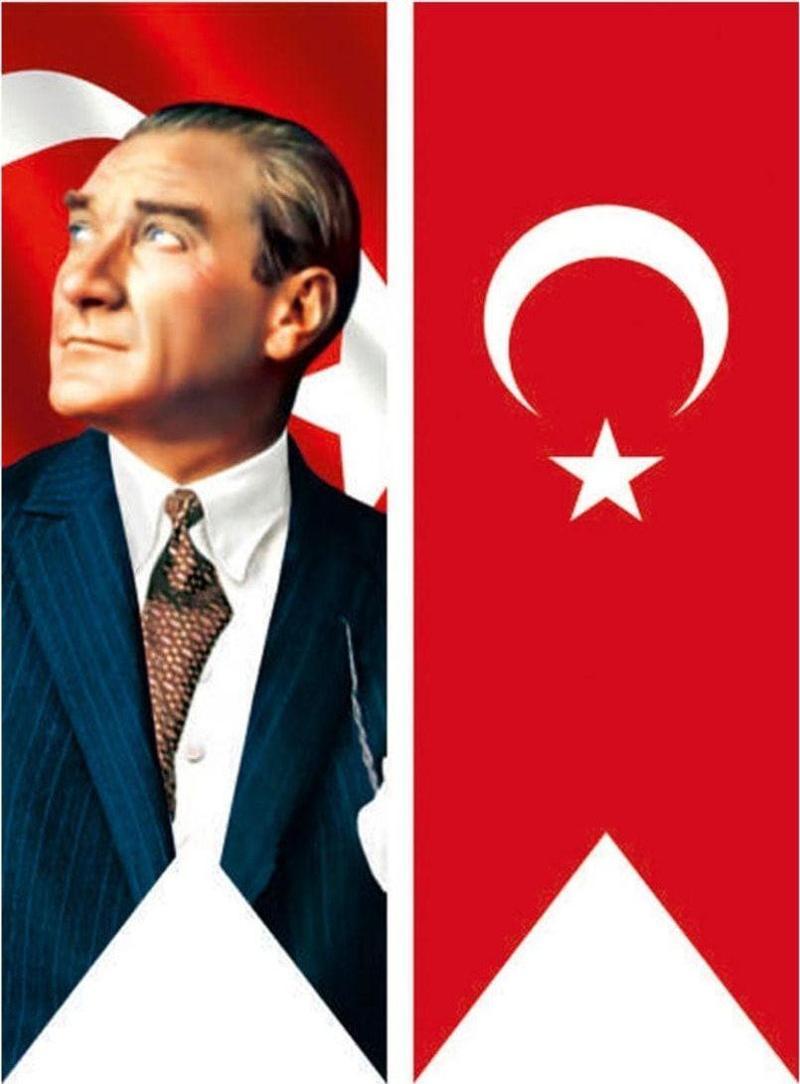 Bayrakal 50 x 200 cm Kırlangıç Ikili Set Atatürk Ve Türk Bayrağı