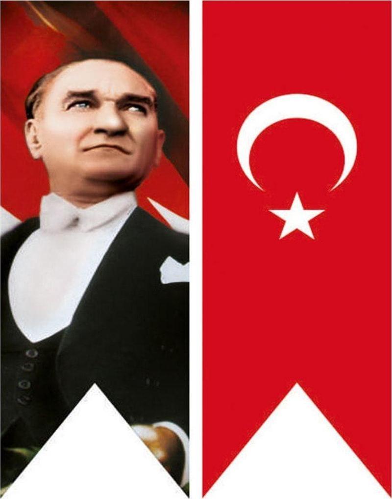 Bayrakal Kırlangıç Ikili Set 50 x 200 cm Atatürk Ve Türk Bayrağı